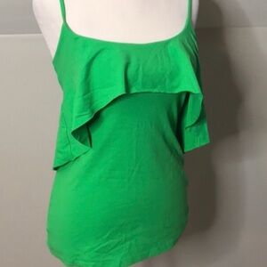 Susana Monaco Green Halter Back Tie Ruffle Tank Top Small **see description